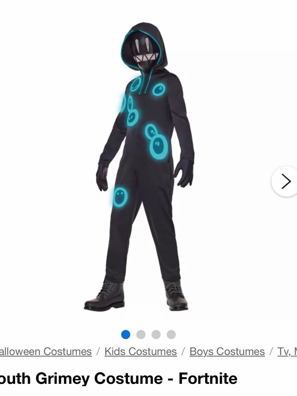 Kids Black Costume with Teal Glow Accents - Fortnite Inspired